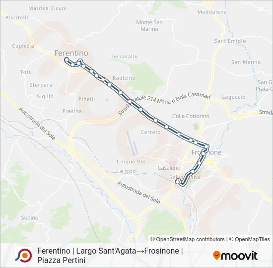 Percorso linea bus COTRAL