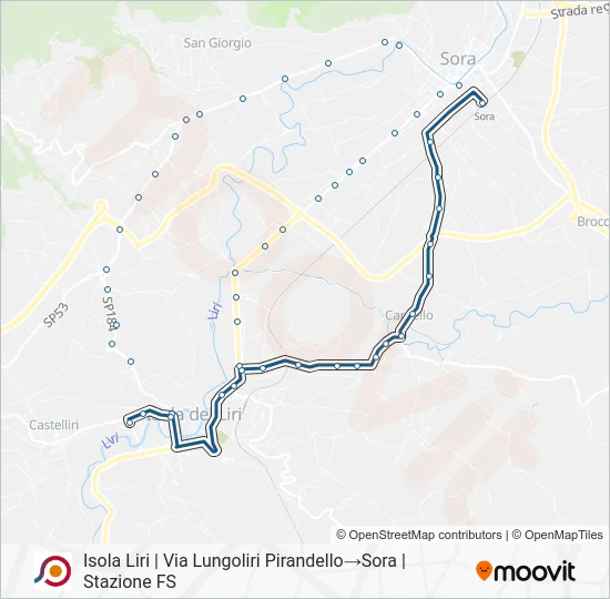 Percorso linea bus COTRAL