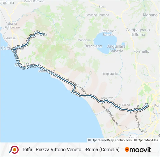 Percorso linea bus COTRAL