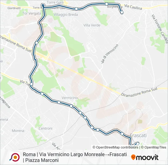 Percorso linea bus COTRAL