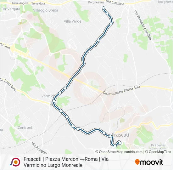 Percorso linea bus COTRAL
