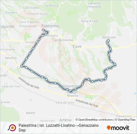Percorso linea bus COTRAL