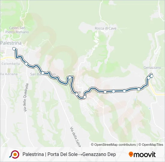 Percorso linea bus COTRAL