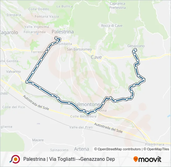 Percorso linea bus COTRAL