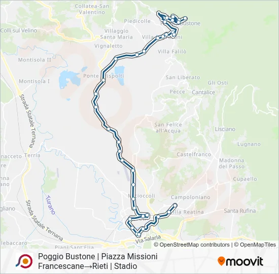 Percorso linea bus COTRAL