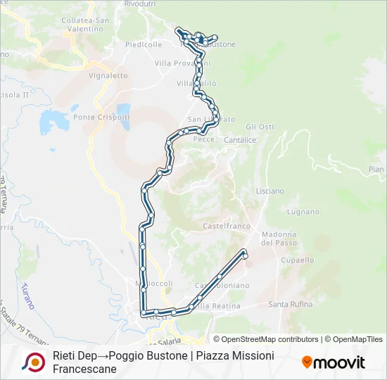 Percorso linea bus COTRAL
