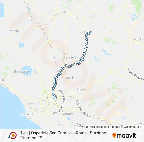 Percorso linea bus COTRAL