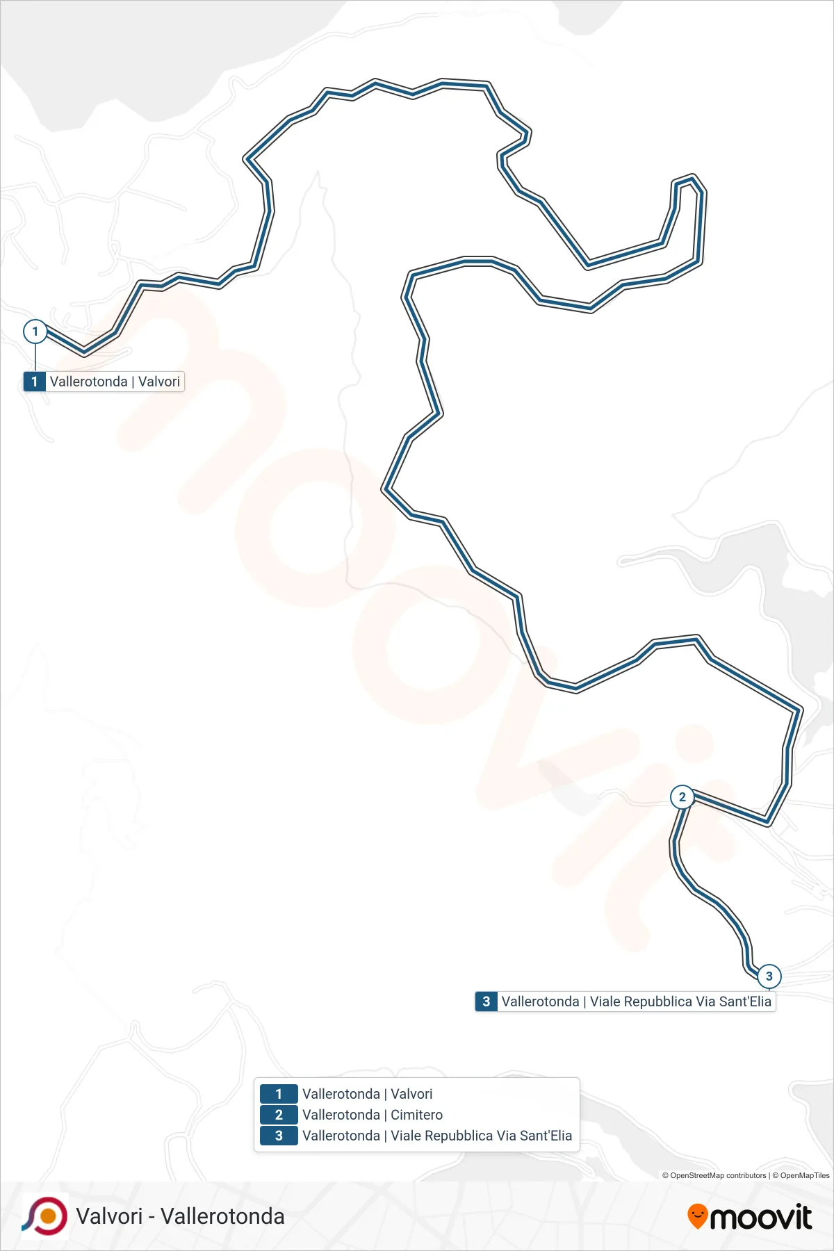 Linea COTRAL  bus (Vallerotonda | Valvori‎→Vallerotonda | Viale Repubblica Via Sant'Elia) - Percorsi e fermate sulla mappa