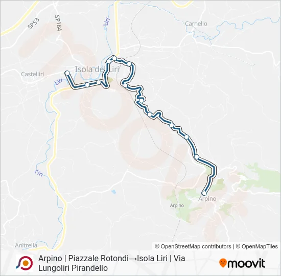 Percorso linea bus COTRAL
