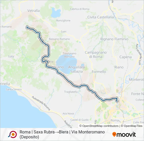 Percorso linea bus COTRAL