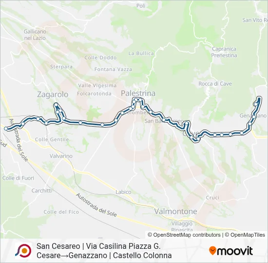 Percorso linea bus COTRAL