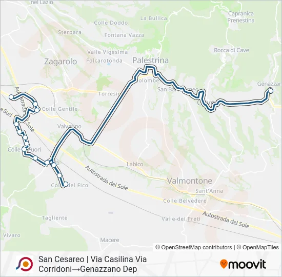 Percorso linea bus COTRAL