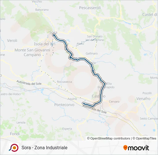 Percorso linea bus COTRAL