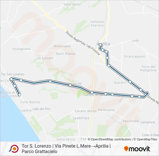 Percorso linea bus COTRAL