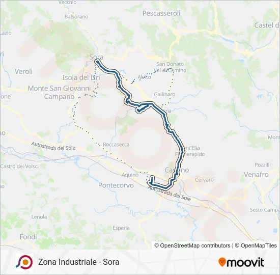 Percorso linea bus COTRAL