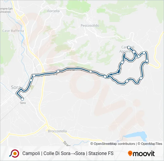 Percorso linea bus COTRAL