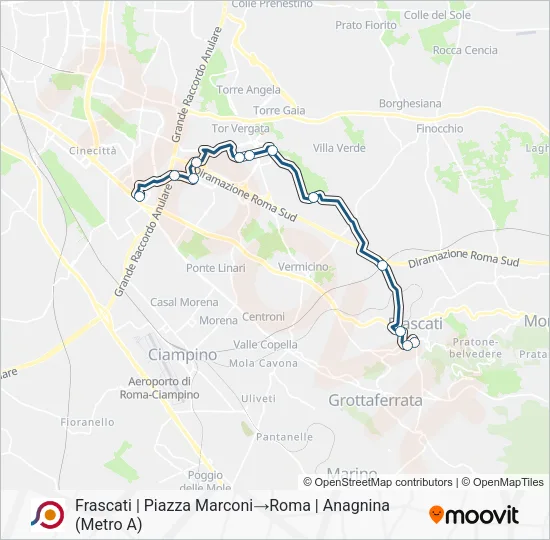 Percorso linea bus COTRAL