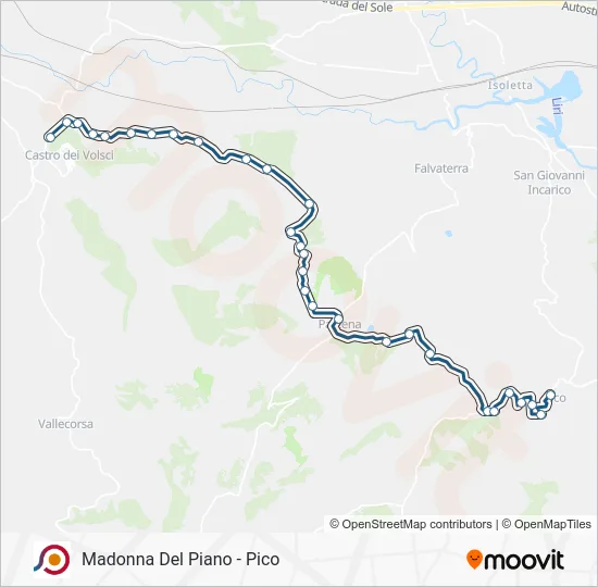 Percorso linea bus COTRAL