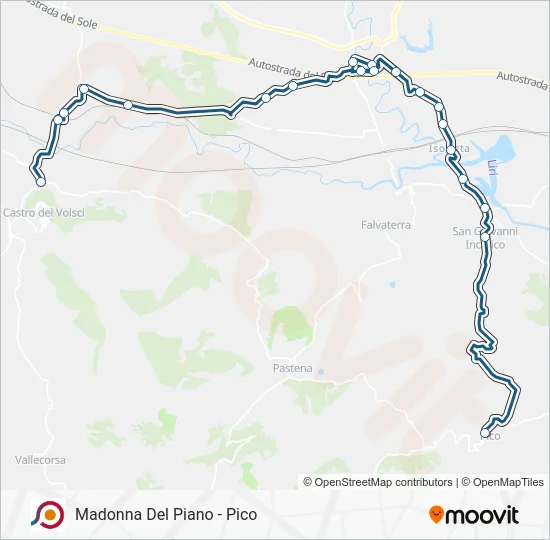 Percorso linea bus COTRAL