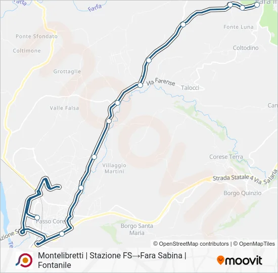 Percorso linea bus COTRAL