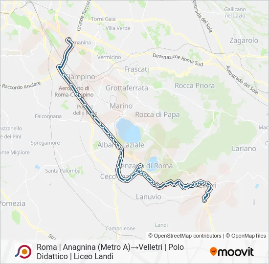 Percorso linea bus COTRAL