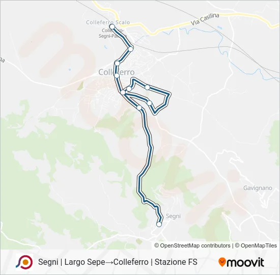 Percorso linea bus COTRAL