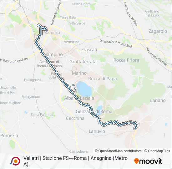 Percorso linea bus COTRAL