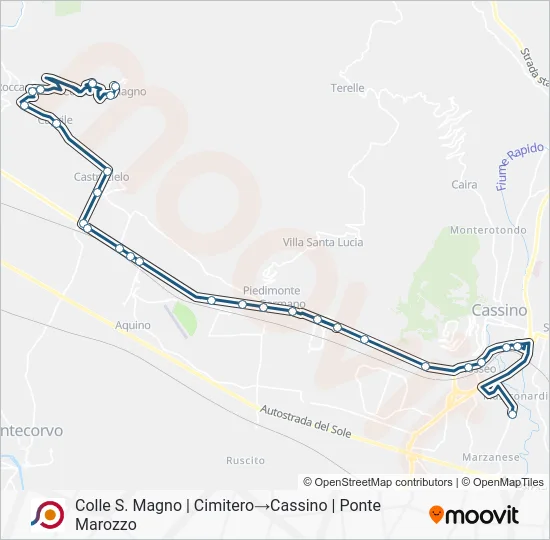 Percorso linea bus COTRAL