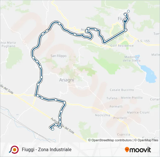 Percorso linea bus COTRAL