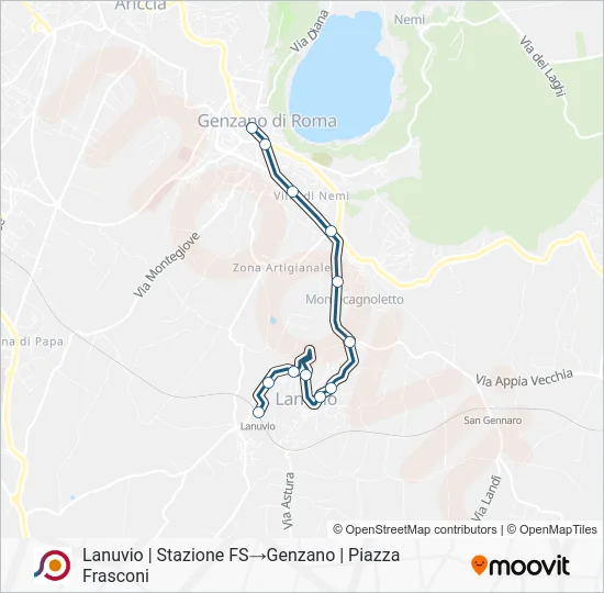 Percorso linea bus COTRAL