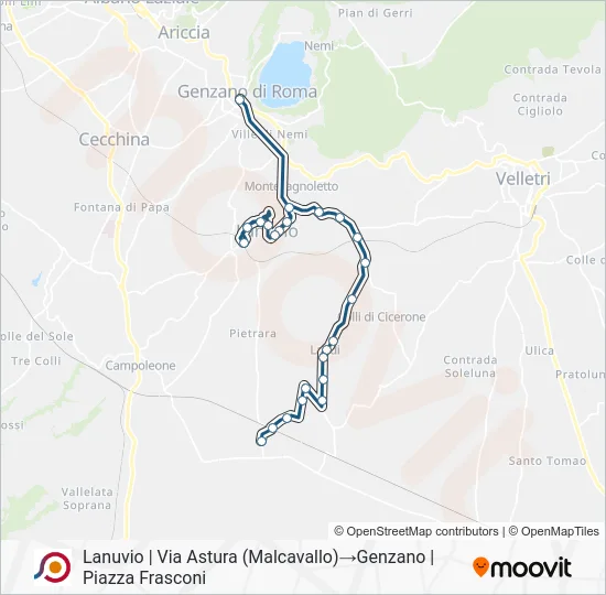 Percorso linea bus COTRAL