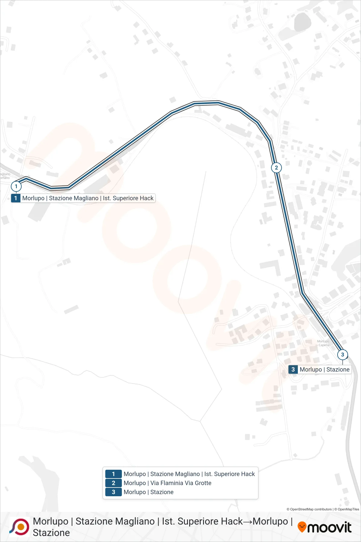 Linea COTRAL bus (Morlupo | Stazione Magliano | Ist. Superiore Hack→Morlupo | Stazione) - Percorsi e fermate sulla mappa