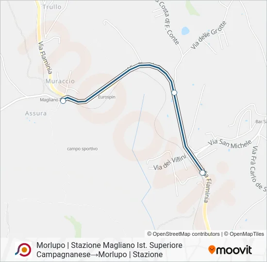 Percorso linea bus COTRAL