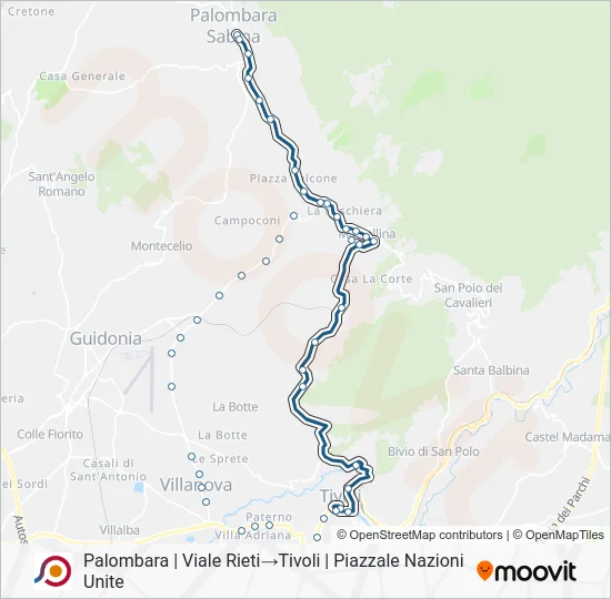 Percorso linea bus COTRAL