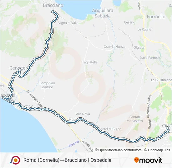 Percorso linea bus COTRAL