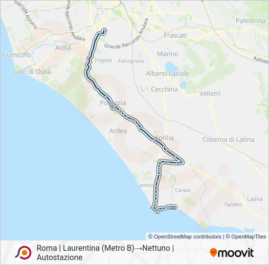 Percorso linea bus COTRAL