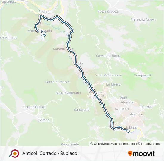 Percorso linea bus COTRAL