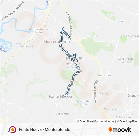 Percorso linea bus COTRAL