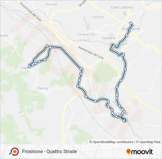 Percorso linea bus COTRAL