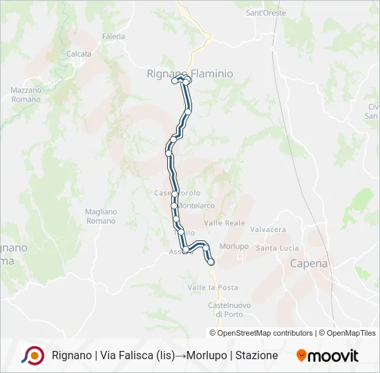 Percorso linea bus COTRAL