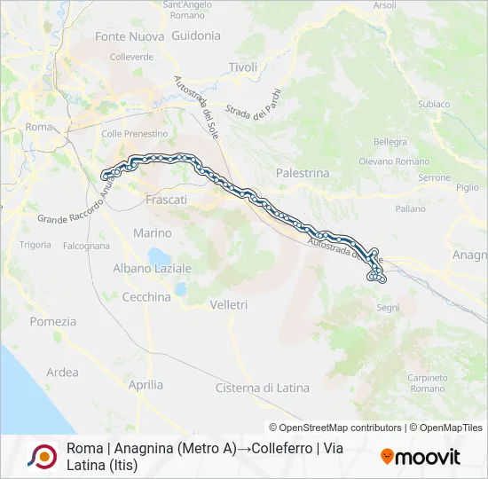 Percorso linea bus COTRAL