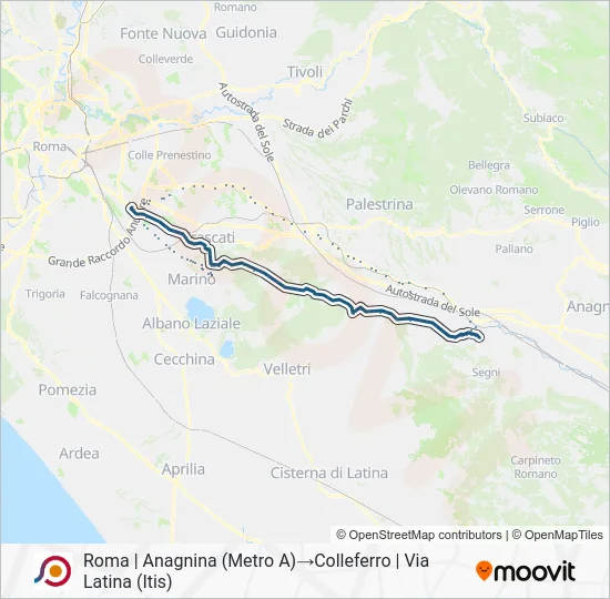 Percorso linea bus COTRAL