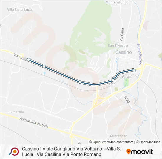 Percorso linea bus COTRAL