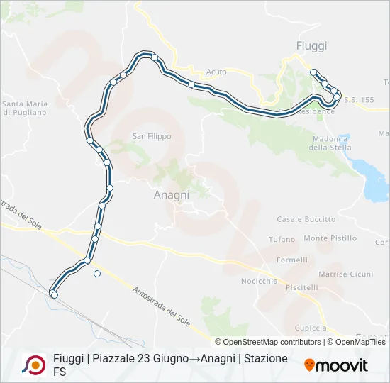 Percorso linea bus COTRAL