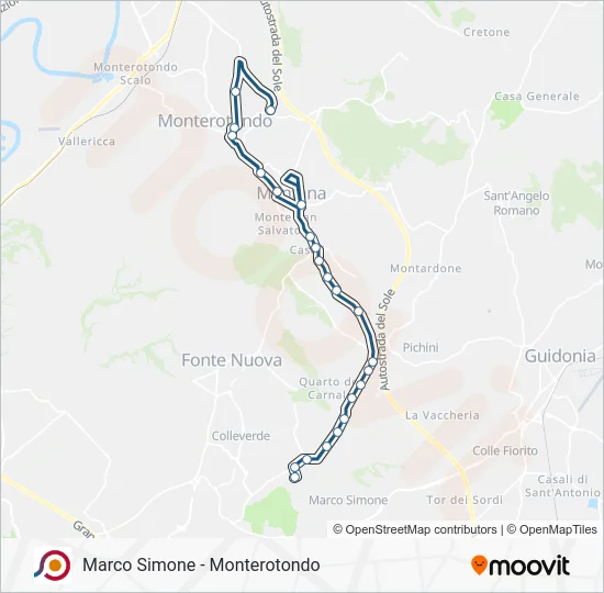 Percorso linea bus COTRAL