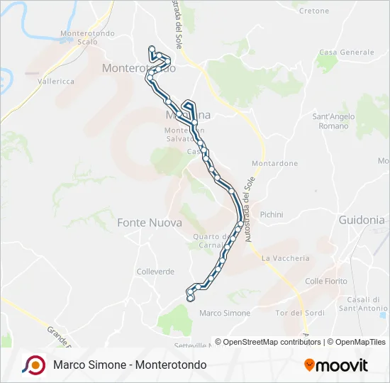 Percorso linea bus COTRAL