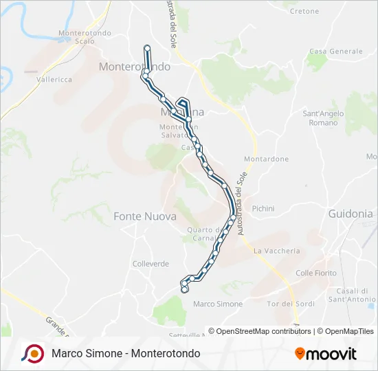 Percorso linea bus COTRAL
