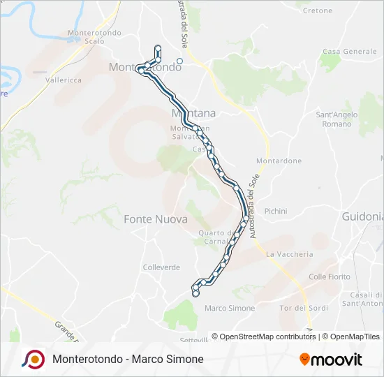 Percorso linea bus COTRAL