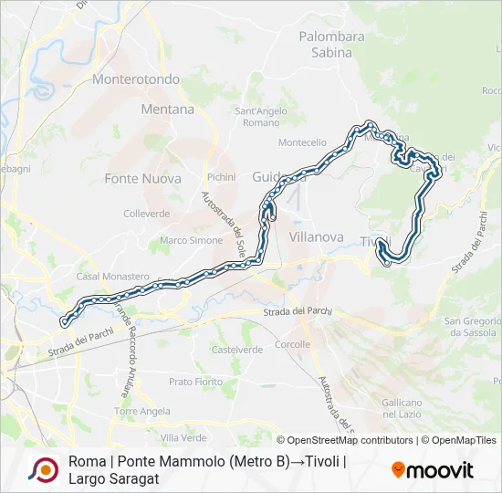 Percorso linea bus COTRAL