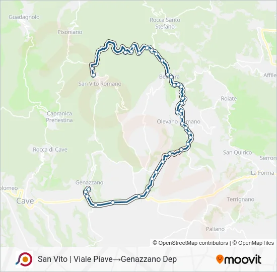 Percorso linea bus COTRAL